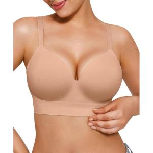 imagePopilush Bras for Women No Underwire Supportive Push Up Bralettes Wireless Full Coverage Plus Size Brasieres para MujerDark Skin