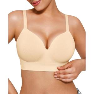 imagePopilush Bras for Women No Underwire Supportive Push Up Bralettes Wireless Full Coverage Plus Size Brasieres para MujerSkin