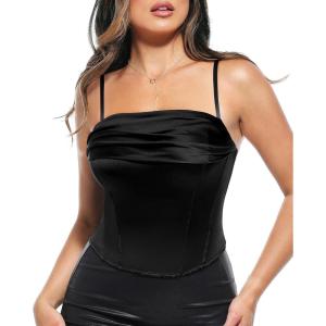 imagePopilush Camisole Tops for Women Sleeveless Spaghetti Strap Shapewear Halter Tube Tank Top for Club and Going OutBlack