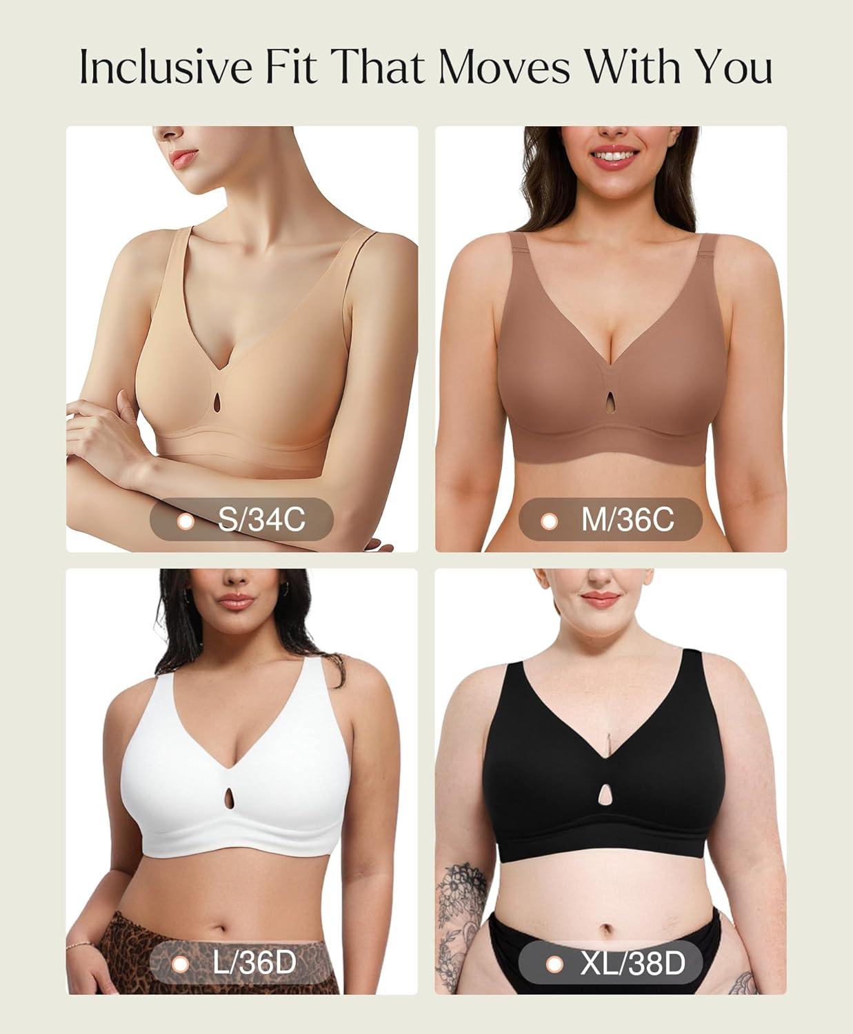 imagePopilush Bras for Women No Underwire Jelly Wireless Push up Bra Seamless Full Coverage Bralettes with Support and Lift Black