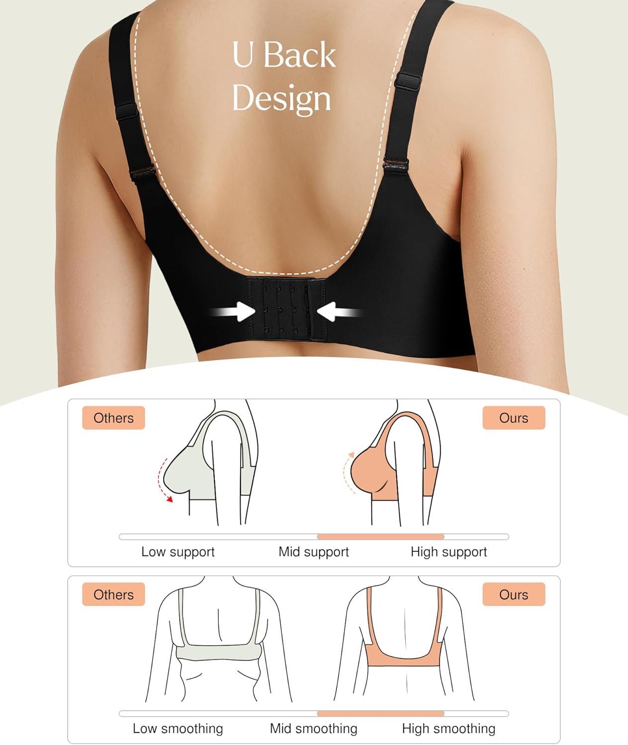 imagePopilush Bras for Women No Underwire Jelly Wireless Push up Bra Seamless Full Coverage Bralettes with Support and Lift Black
