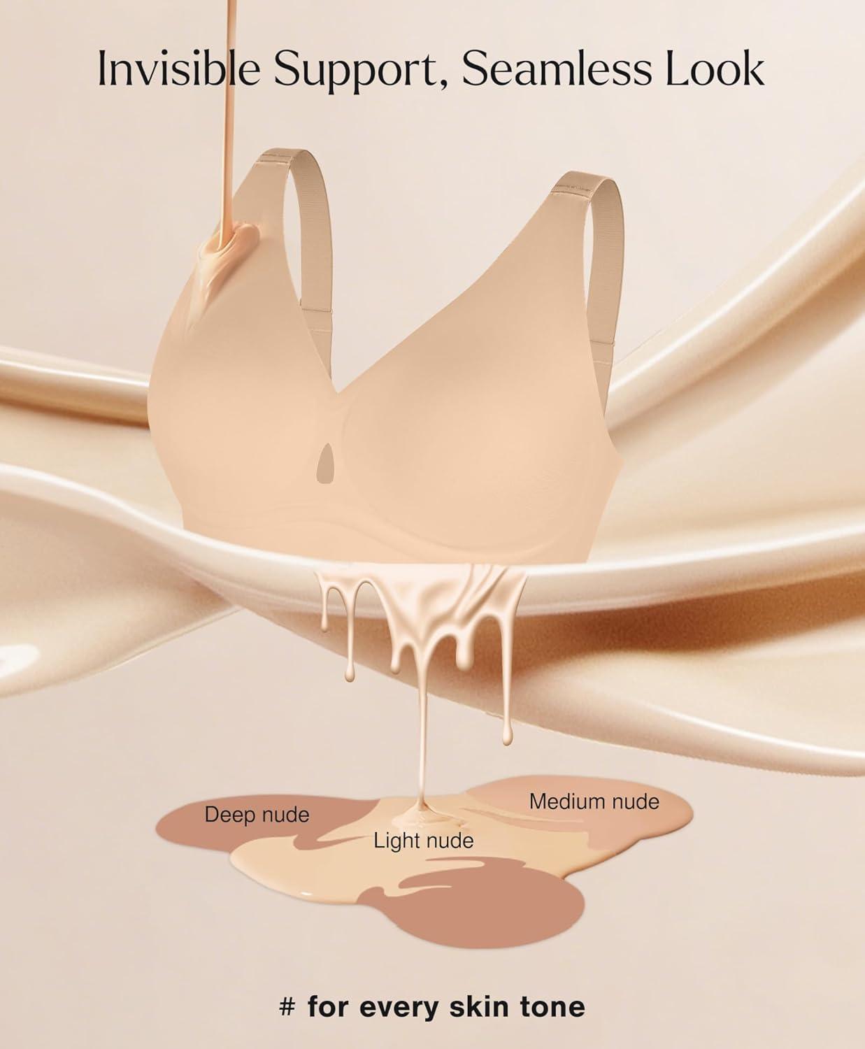 imagePopilush Bras for Women No Underwire Jelly Wireless Push up Bra Seamless Full Coverage Bralettes with Support and Lift Black