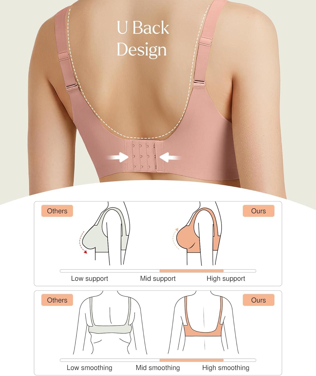 imagePopilush Jelly Bras for Women No Underwire Push Up Bra Wireless Seamless Bralettes with Support Comfortable Minimizer BraPink