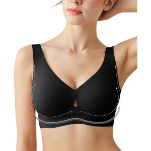 imagePopilush Jelly Bras for Women No Underwire Push Up Bra Wireless Seamless Bralettes with Support Comfortable Minimizer BraBlack