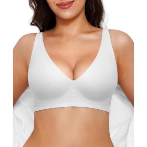 imagePopilush Wireless Bras Women Seamless No Underwire Push Up Bra Supportive Deep V Bralette Everyday Comfortable TShirt BraWhite
