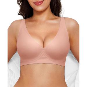 image:imagePopilush Wireless Bras Women Seamless No Underwire Push Up Bra Supportive Deep V Bralette Everyday Comfortable TShirt BraNude