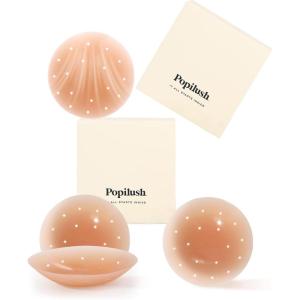 image:imagePopilush Nipple Covers for Women Sticky Bra Silicone Adhesive  Breathable Invisible Reusable for Wedding Backless DressesCaramel2 Pairs