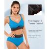 image:imagePopilush High Waisted Bikini Set for Women Tummy Control Shapewear Swimsuit with Boho Trim 4 Way Wear Beach and PoolBlue