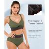 image:imagePopilush High Waisted Bikini Set for Women Tummy Control Shapewear Swimsuit with Boho Trim 4 Way Wear Beach and PoolGreen
