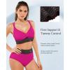 image:imagePopilush High Waisted Bikini Set for Women Tummy Control Shapewear Swimsuit with Boho Trim 4 Way Wear Beach and PoolPurple