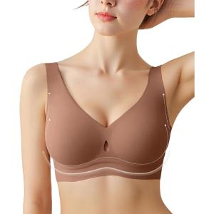 image:imagePopilush Bras for Women No Underwire Push Up Bra Seamless Wireless Bralettes with Support Comfortable Minimizer BraBrown