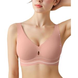 image:imagePopilush Bras for Women No Underwire Push Up Bra Seamless Wireless Bralettes with Support Comfortable Minimizer BraPink