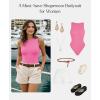 image:imagePopilush Body Suits For Womens Tummy Control Compression Halter Bodysuit Thong Cotton Tank TopHot Pink