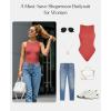 image:imagePopilush Body Suits For Womens Tummy Control Compression Halter Bodysuit Thong Cotton Tank TopHot Red