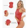 image:imagePopilush Body Suits For Womens Tummy Control Compression Halter Bodysuit Thong Cotton Tank TopHot Red