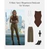 image:imagePopilush Body Suits For Womens Tummy Control Compression Halter Bodysuit Thong Cotton Tank TopMocca