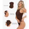 image:imagePopilush Body Suits For Womens Tummy Control Compression Halter Bodysuit Thong Cotton Tank TopMocca