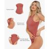 image:imagePopilush Body Suits For Womens Tummy Control Compression Halter Bodysuit Thong Cotton Tank TopRose Redlight Khaki