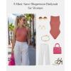image:imagePopilush Body Suits For Womens Tummy Control Compression Halter Bodysuit Thong Cotton Tank TopRose Redlight Khaki