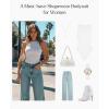 image:imagePopilush Body Suits For Womens Tummy Control Compression Halter Bodysuit Thong Cotton Tank TopWhite