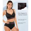 image:imagePopilush Tummy Control Swimsuits for Women High Waisted Bikini Sets Shapewear with Boho Trim 4 Way Wear Beach and PoolBlack