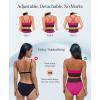 image:imagePopilush Tummy Control Swimsuits for Women High Waisted Bikini Sets Shapewear with Boho Trim 4 Way Wear Beach and PoolPurple