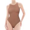 image:imagePopilush Body Suits For Womens Tummy Control Compression Halter Bodysuit Thong Cotton Tank TopLight Coffee