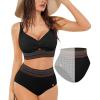 image:imagePopilush Tummy Control Swimsuits for Women High Waisted Bikini Sets Shapewear with Boho Trim 4 Way Wear Beach and PoolBlack