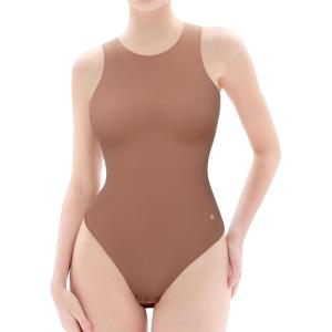 image:imagePopilush Body Suits For Womens Tummy Control Compression Halter Bodysuit Thong Cotton Tank TopLight Coffee