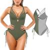 image:imagePopilush One Piece Swimsuits for Women Tummy Control Shapewear Bathing Suit with Adjustable Drawstring 2026 Summer SwimsuitGreen