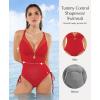 image:imagePopilush One Piece Swimsuits for Women Tummy Control Shapewear Bathing Suit with Adjustable Drawstring 2026 Summer SwimsuitRed