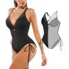 image:imagePopilush One Piece Swimsuits for Women Tummy Control Shapewear Bathing Suit with Adjustable Drawstring 2026 Summer SwimsuitBlack