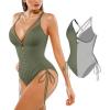 image:imagePopilush One Piece Swimsuits for Women Tummy Control Shapewear Bathing Suit with Adjustable Drawstring 2026 Summer SwimsuitGreen