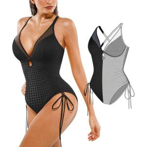 image:imagePopilush One Piece Swimsuits for Women Tummy Control Shapewear Bathing Suit with Adjustable Drawstring 2026 Summer SwimsuitBlack
