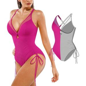 image:imagePopilush One Piece Swimsuits for Women Tummy Control Shapewear Bathing Suit with Adjustable Drawstring 2026 Summer SwimsuitPurple