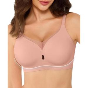 image:imagePopilush Wireless Bras for Women  No Underwire Push Up Full Coverage Bralettes Seamless Supportive Everyday BraPink