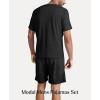image:imagePopilush Mens Pajamas Set  Soft Comfy Modal Pjs Sets Lightweight Crewneck Short Sleeve Lounge Sleepwear Shorts with PocketsBlack