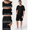 image:imagePopilush Mens Pajamas Set  Soft Comfy Modal Pjs Sets Lightweight Crewneck Short Sleeve Lounge Sleepwear Shorts with PocketsBlack