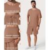 image:imagePopilush Mens Pajamas Set  Soft Comfy Modal Pjs Sets Lightweight Crewneck Short Sleeve Lounge Sleepwear Shorts with PocketsBrown
