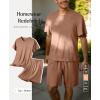 image:imagePopilush Mens Pajamas Set  Soft Comfy Modal Pjs Sets Lightweight Crewneck Short Sleeve Lounge Sleepwear Shorts with PocketsBrown