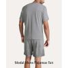 image:imagePopilush Mens Pajamas Set  Soft Comfy Modal Pjs Sets Lightweight Crewneck Short Sleeve Lounge Sleepwear Shorts with PocketsGrey