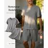 image:imagePopilush Mens Pajamas Set  Soft Comfy Modal Pjs Sets Lightweight Crewneck Short Sleeve Lounge Sleepwear Shorts with PocketsGrey