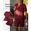 image:imagePopilush Mens Pajamas Set  Soft Comfy Modal Pjs Sets Lightweight Crewneck Short Sleeve Lounge Sleepwear Shorts with PocketsRed