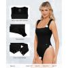 image:imagePopilush Bodysuits for Women  Sleeveless Square Neck Thong Bodysuit Tummy Control Double Lined Going Out Corset TopsBlack