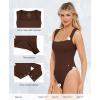 image:imagePopilush Bodysuits for Women  Sleeveless Square Neck Thong Bodysuit Tummy Control Double Lined Going Out Corset TopsDark Brown