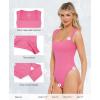 image:imagePopilush Bodysuits for Women  Sleeveless Square Neck Thong Bodysuit Tummy Control Double Lined Going Out Corset TopsPink