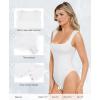 image:imagePopilush Bodysuits for Women  Sleeveless Square Neck Thong Bodysuit Tummy Control Double Lined Going Out Corset TopsWhite
