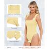 image:imagePopilush Bodysuits for Women  Sleeveless Square Neck Thong Bodysuit Tummy Control Double Lined Going Out Corset TopsYellow