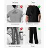 image:imagePopilush Mens Pajamas Set Soft Modal Lounge Pjs Set Home Street Comfort Crewneck Short Sleeve Sleepwear with PocketsBlack