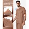 image:imagePopilush Mens Pajamas Set Soft Modal Lounge Pjs Set Home Street Comfort Crewneck Short Sleeve Sleepwear with PocketsBrown